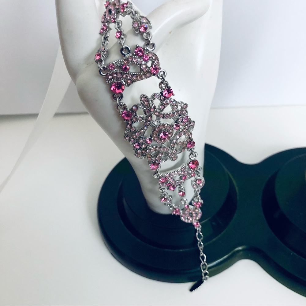 NWT Victorian Collection Pink Clear Rhinestones Bracelet